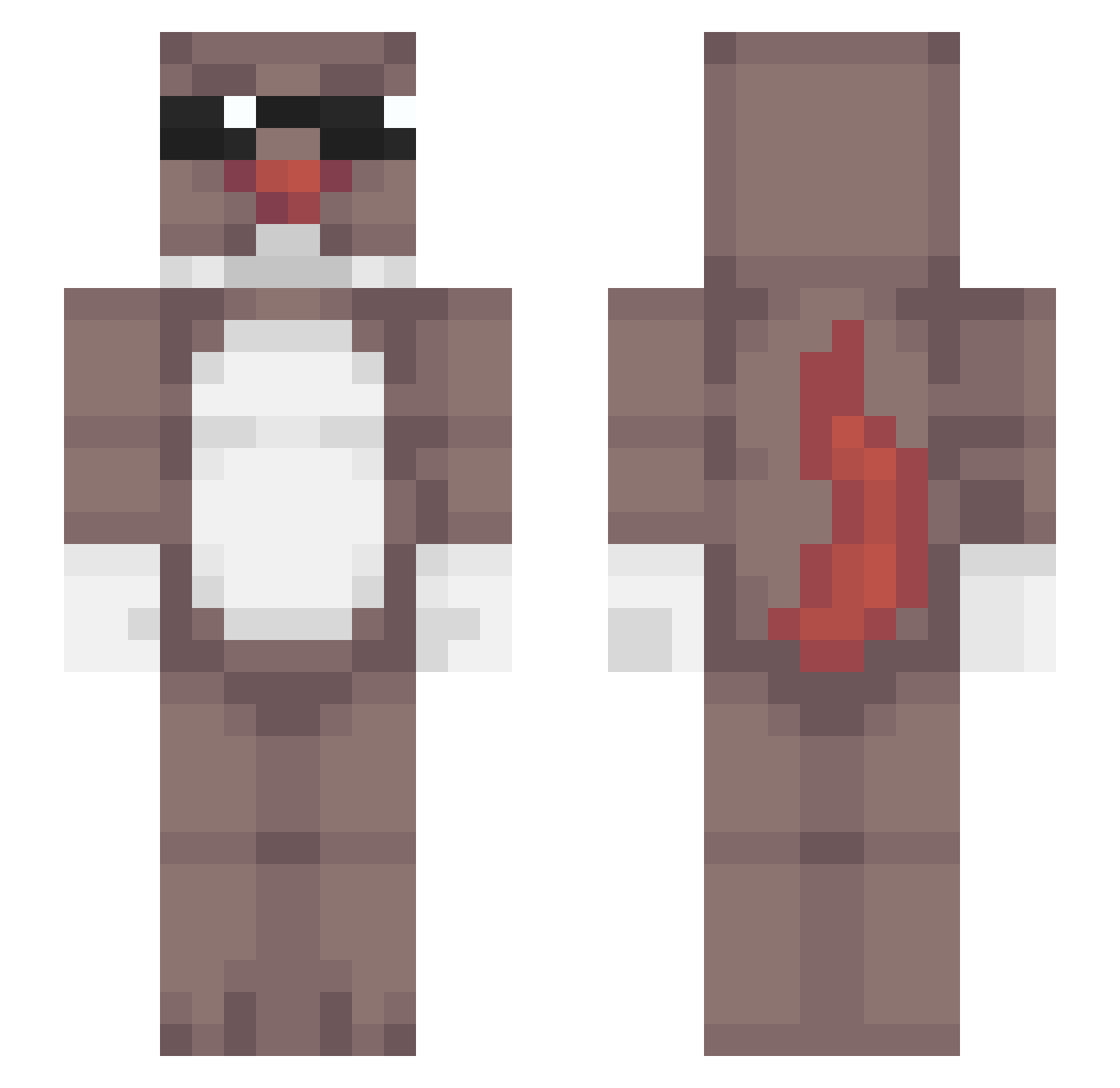 yukxnows Minecraft skin, front and back view