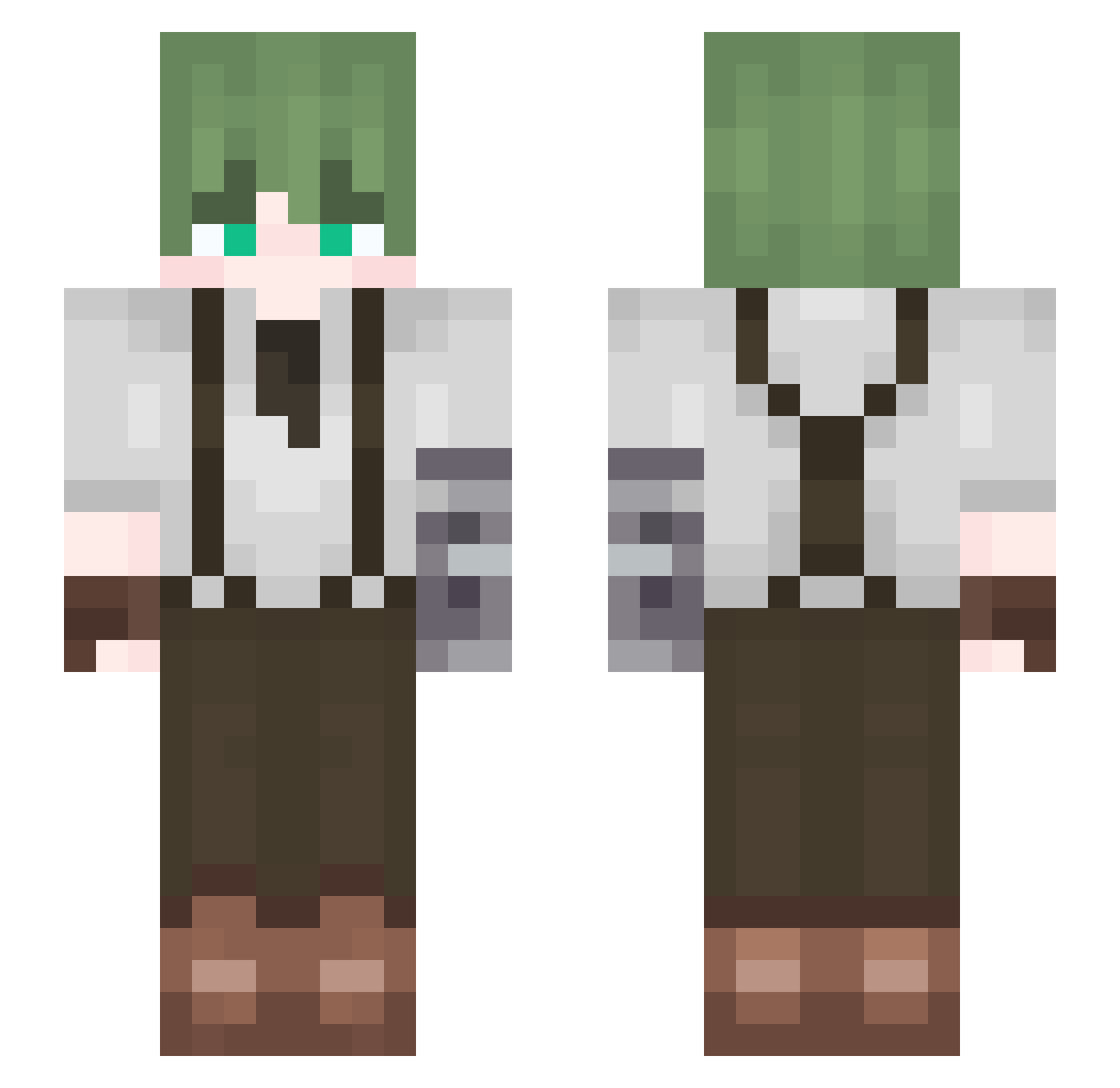 ZanRhey Minecraft skin, front and back view