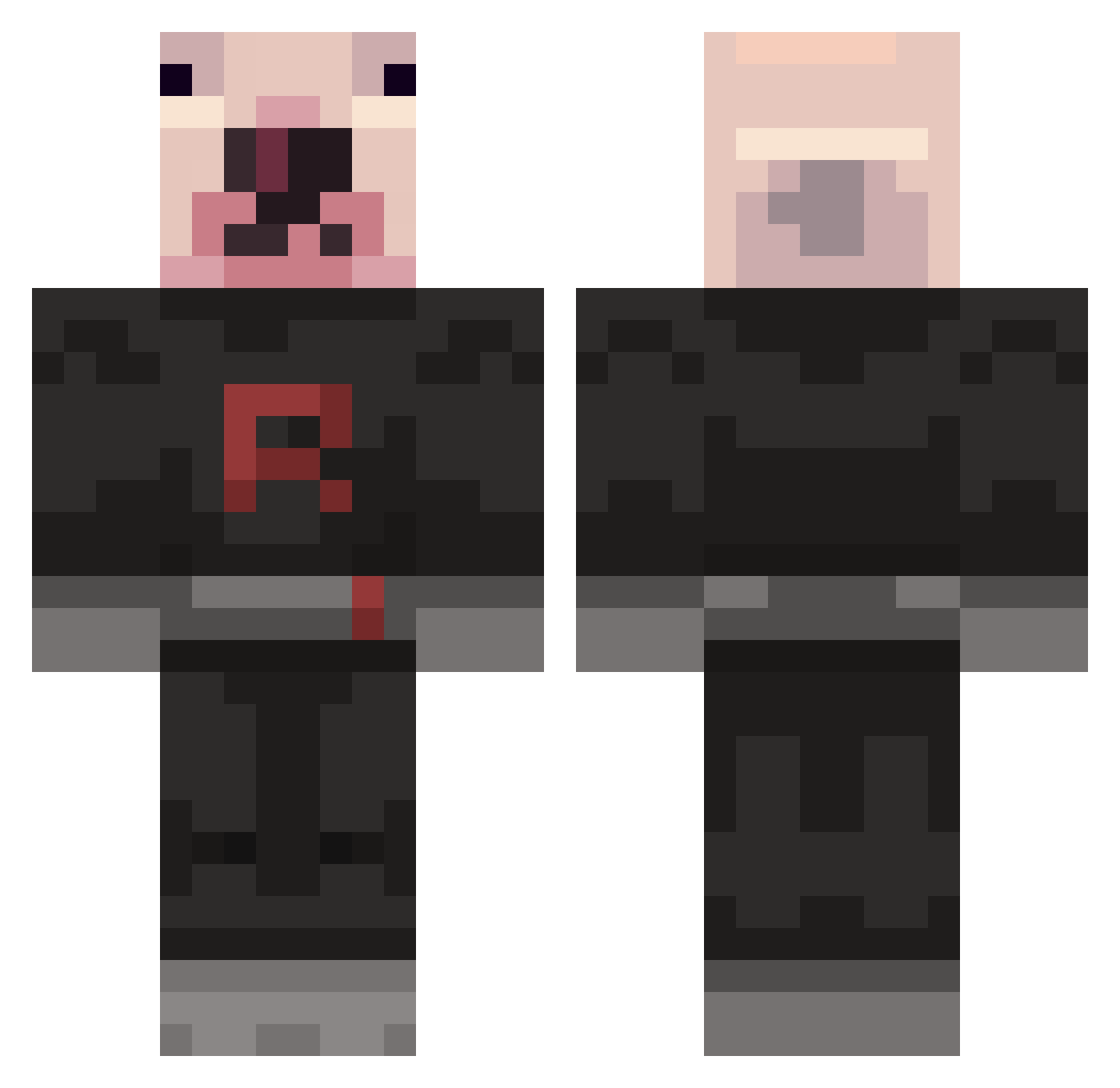 oinick Minecraft skin, front and back view