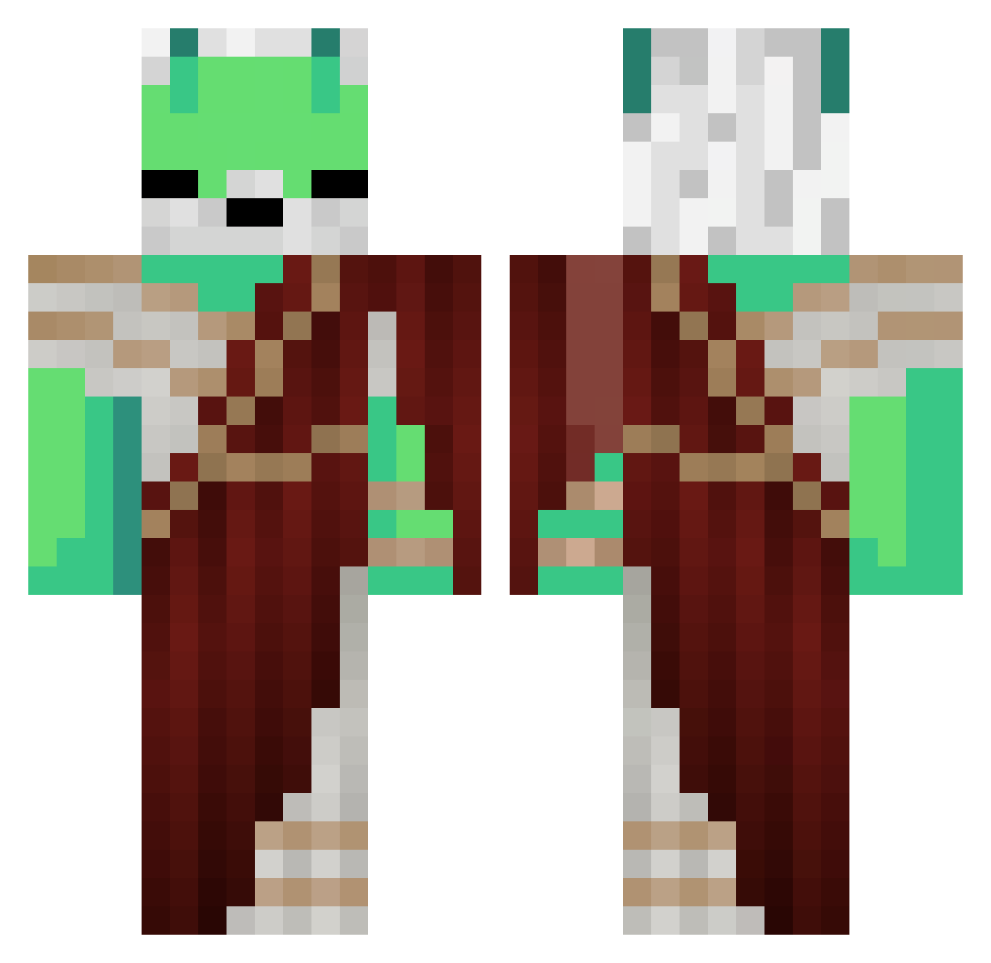 OkayPudls Minecraft skin, front and back view