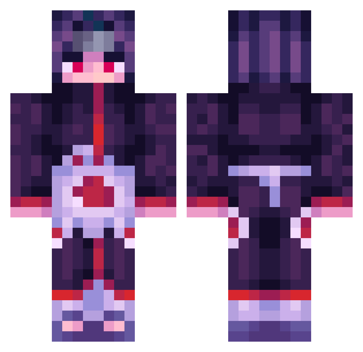 WiledPine30710 Minecraft skin, front and back view