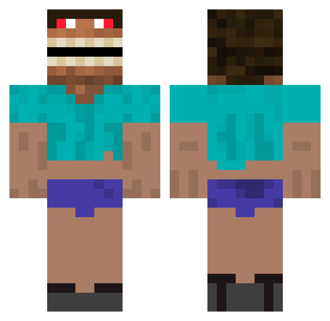 GamerGuinea Minecraft skin, front and back view