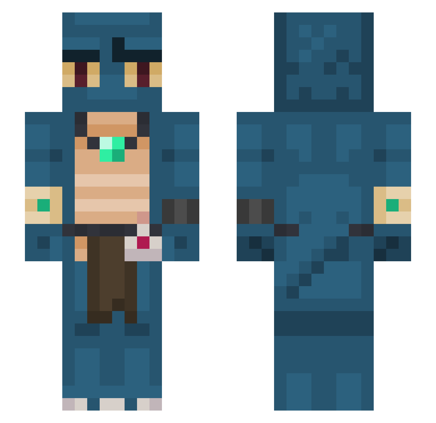 ZizzleTheKakapo Minecraft skin, front and back view