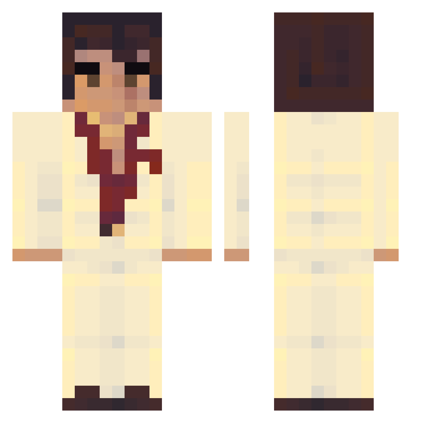 Lhast Minecraft skin, front and back view