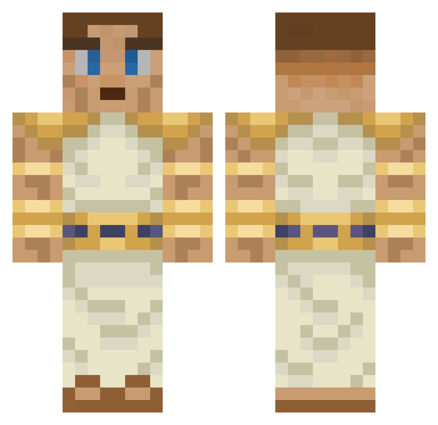 hekej Minecraft skin, front and back view