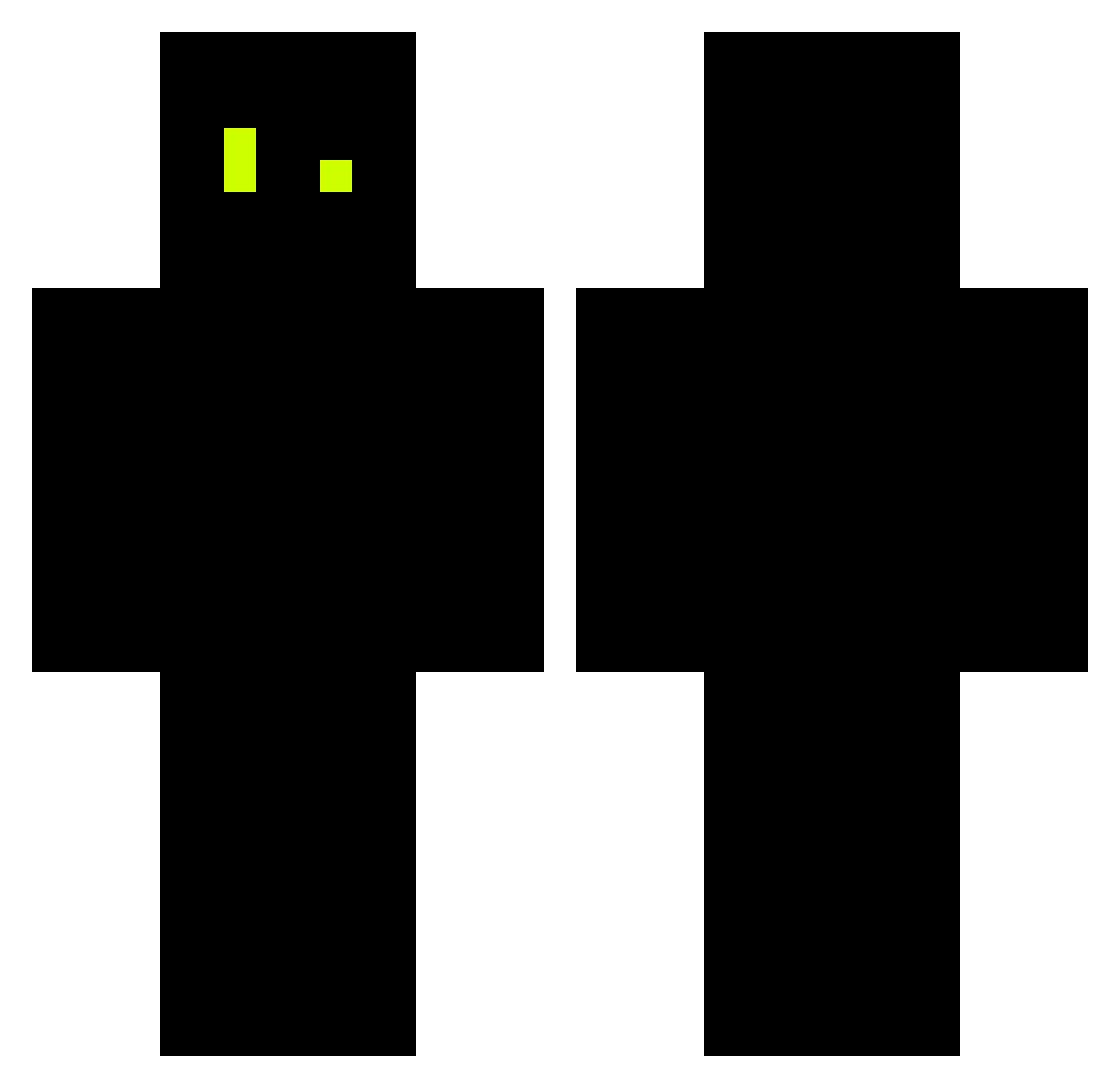 TheCluckz Minecraft skin, front and back view