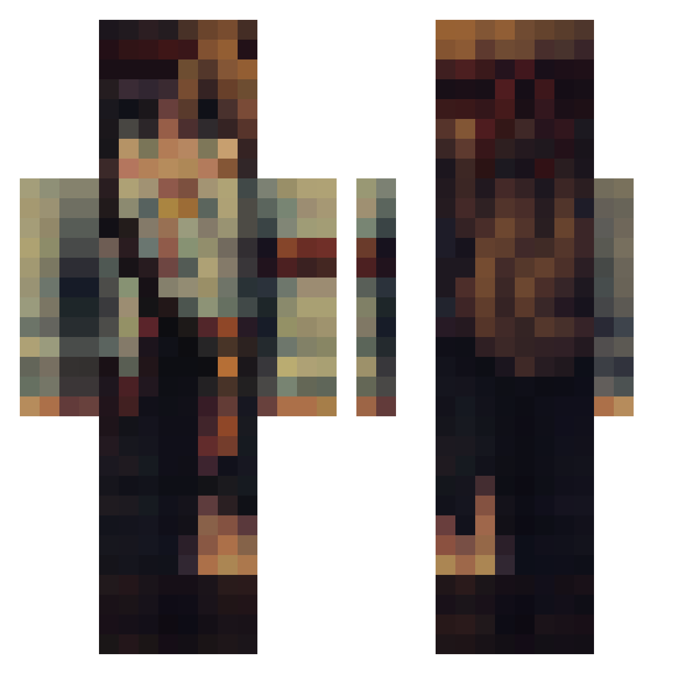 Jwerk Minecraft skin, front and back view