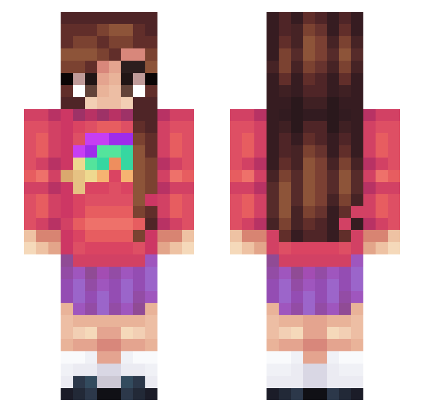 princISA Minecraft skin, front and back view