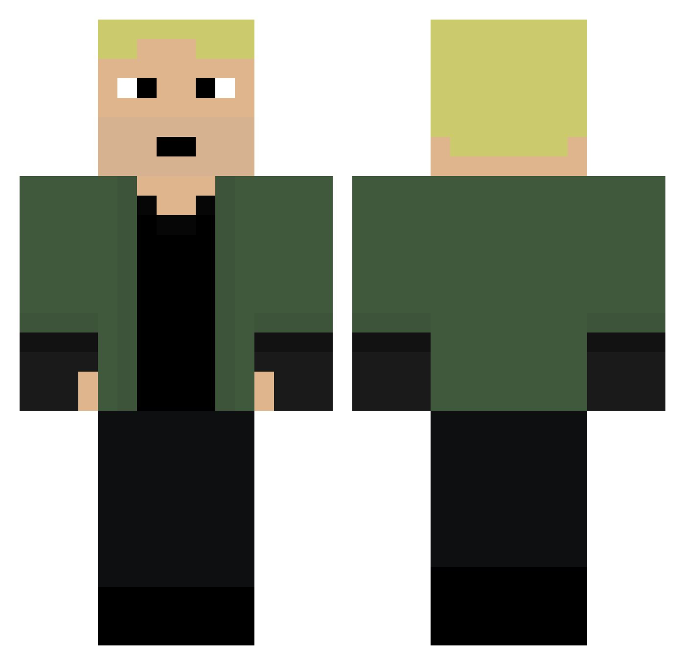 BradipoLezzo420 Minecraft skin, front and back view