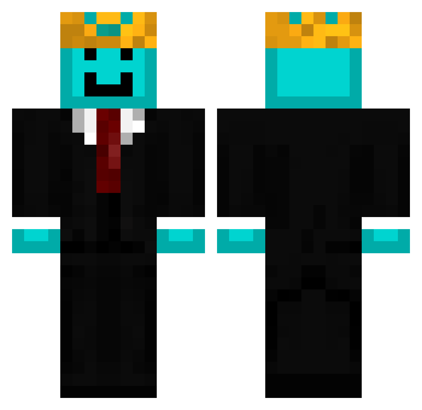 SuperCha1 Minecraft skin, front and back view