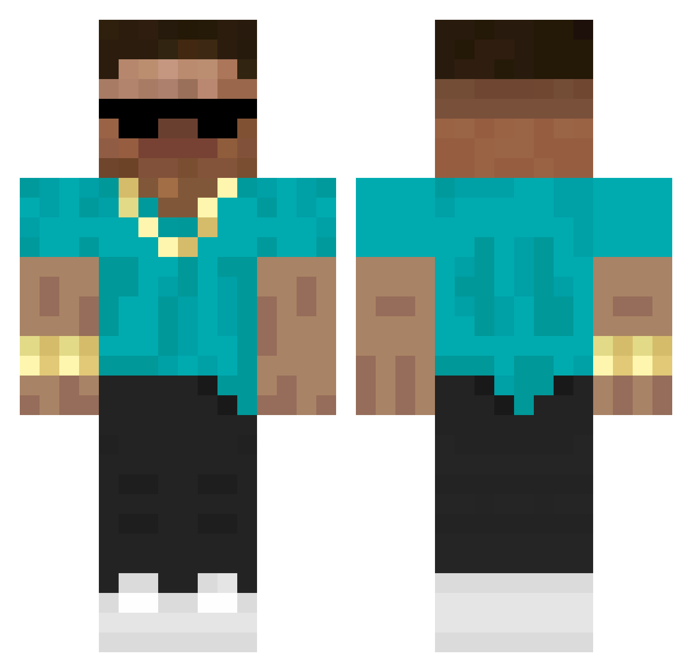 TopBoyMike Minecraft skin, front and back view