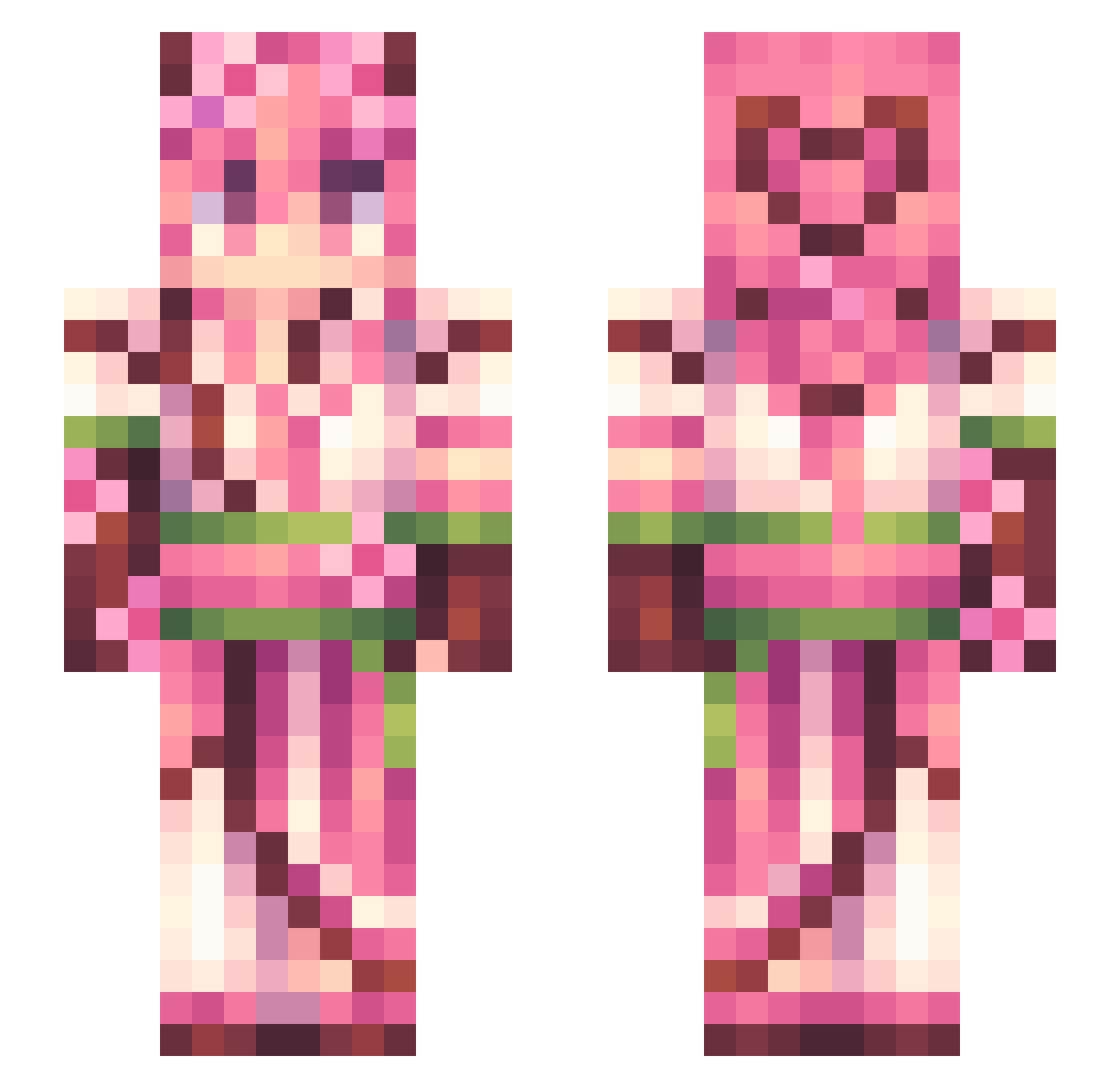 Rosa_Scarlet Minecraft skin, front and back view