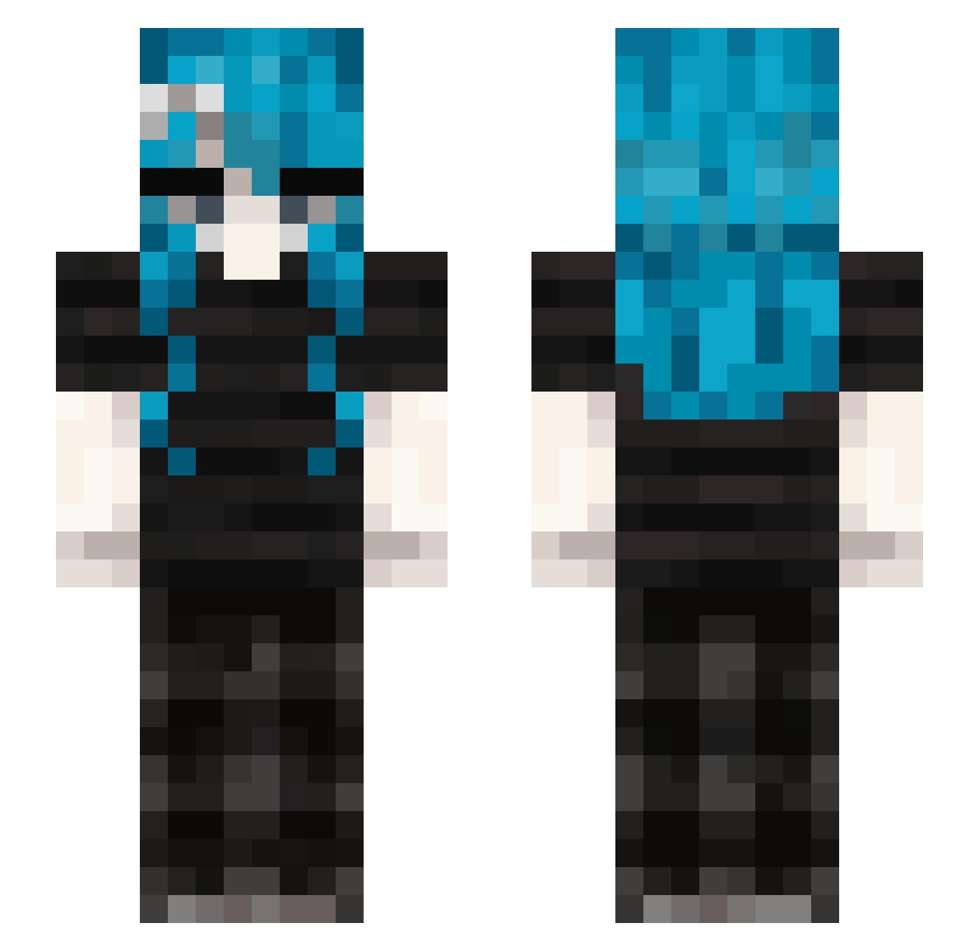 Frazziee Minecraft skin, front and back view