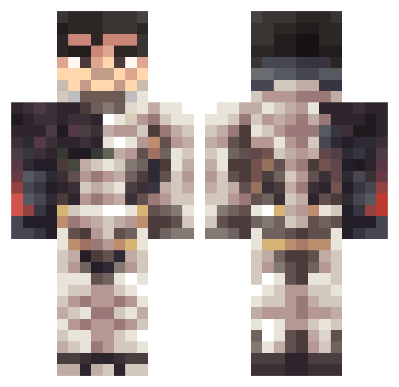 crabple Minecraft skin, front and back view