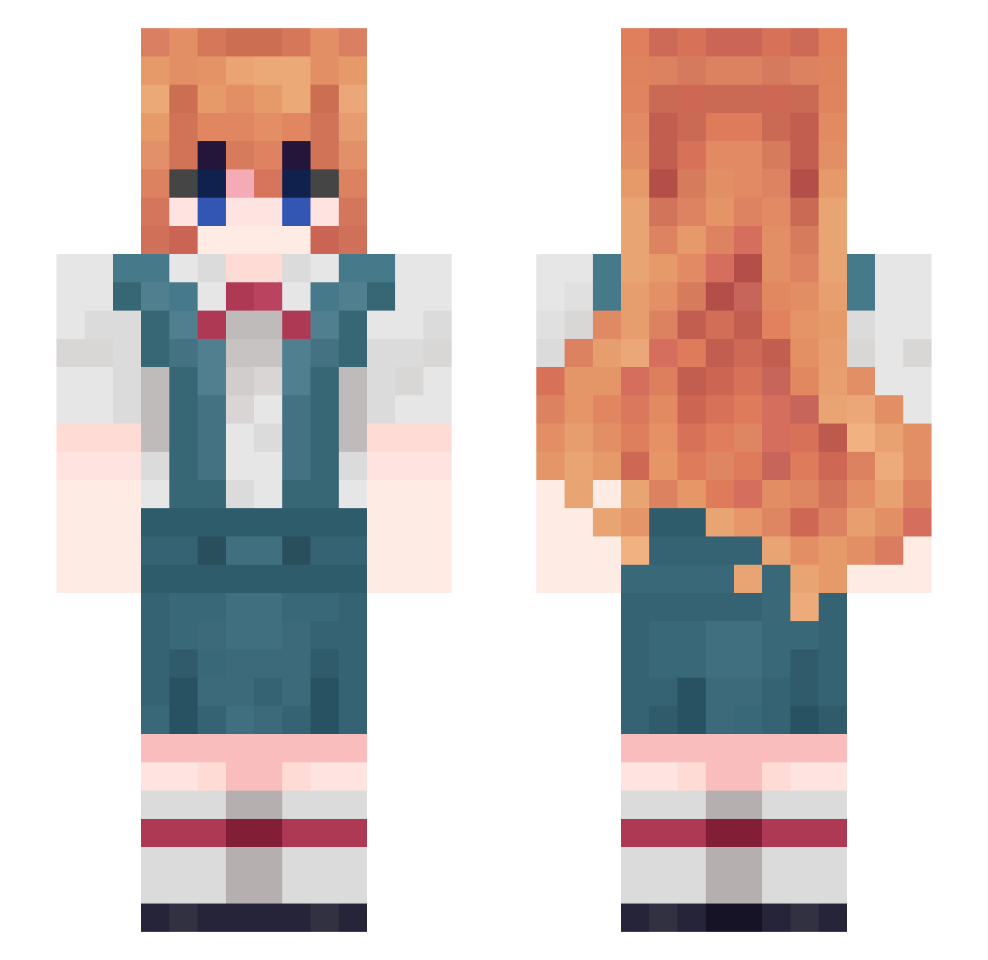 jadeacei Minecraft skin, front and back view