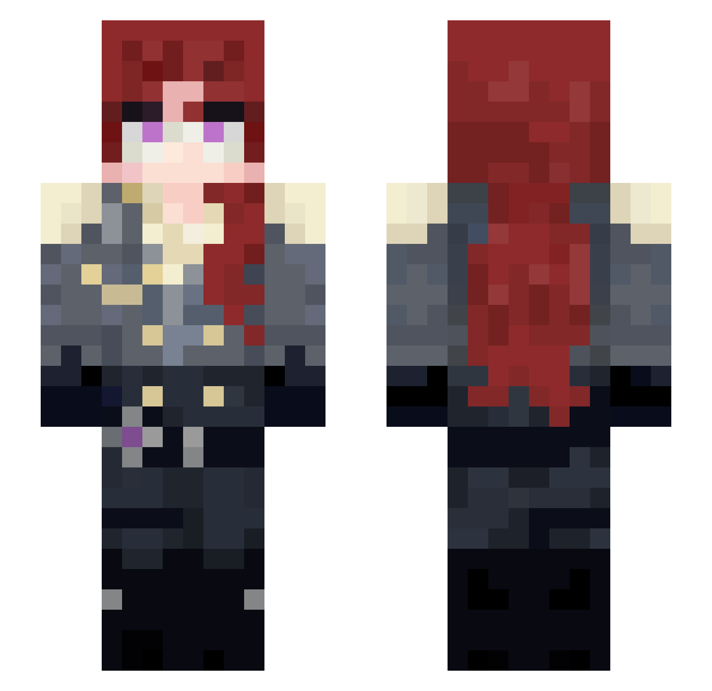 Fiominer Minecraft skin, front and back view