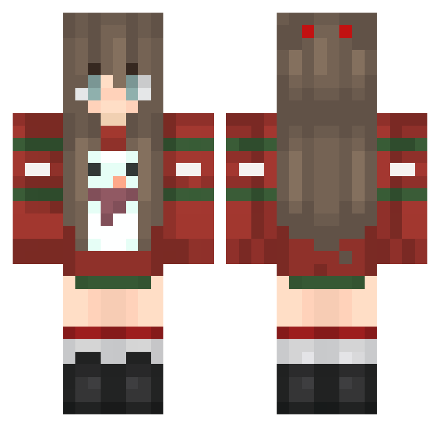 TrolarGamePlay Minecraft skin, front and back view