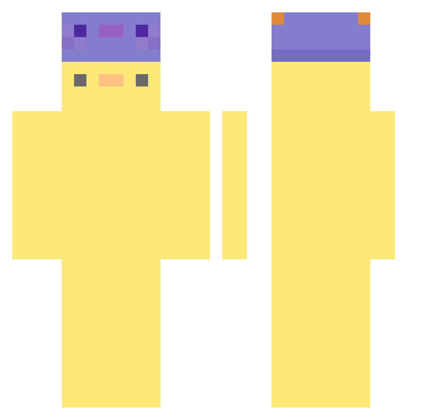 MisterX9223 Minecraft skin, front and back view