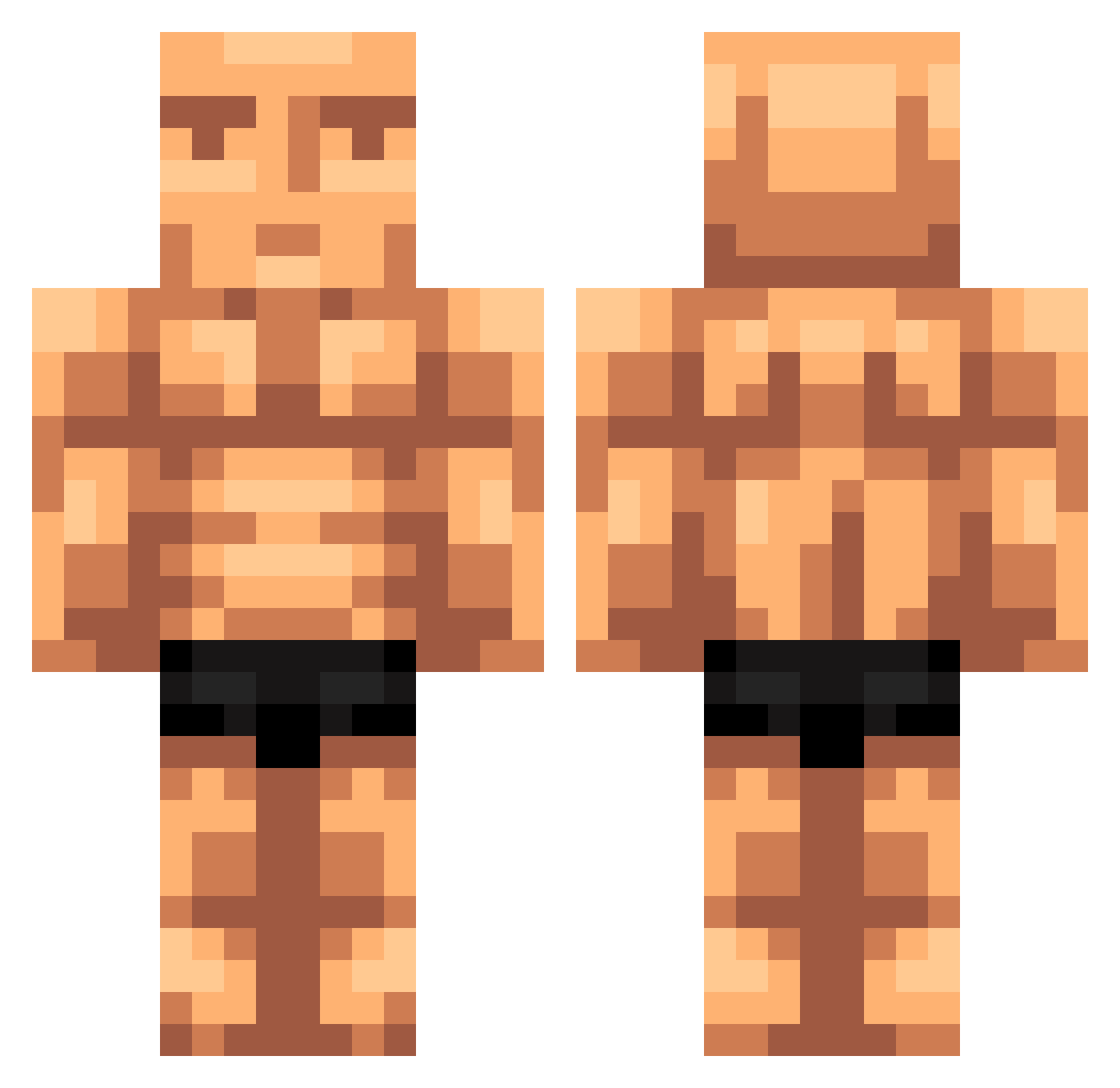 SkyMan Minecraft skin, front and back view