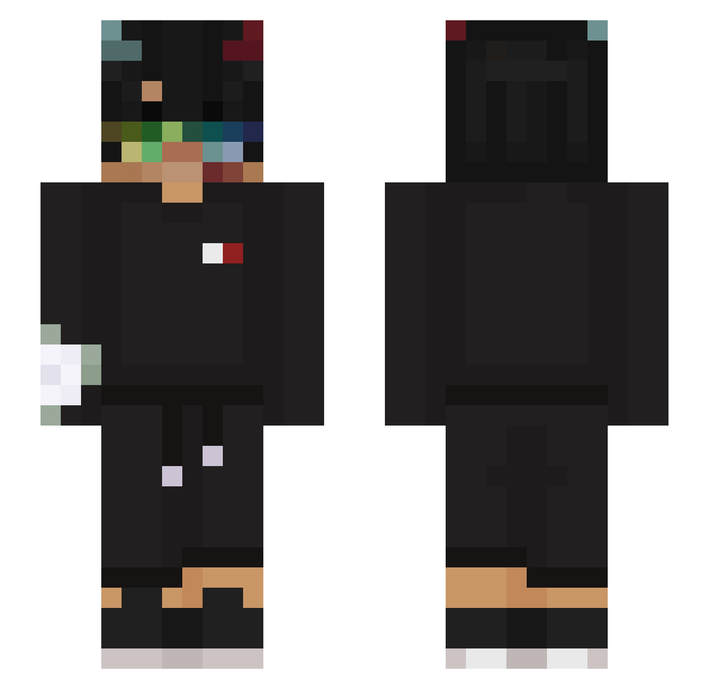 qtBrad Minecraft skin, front and back view