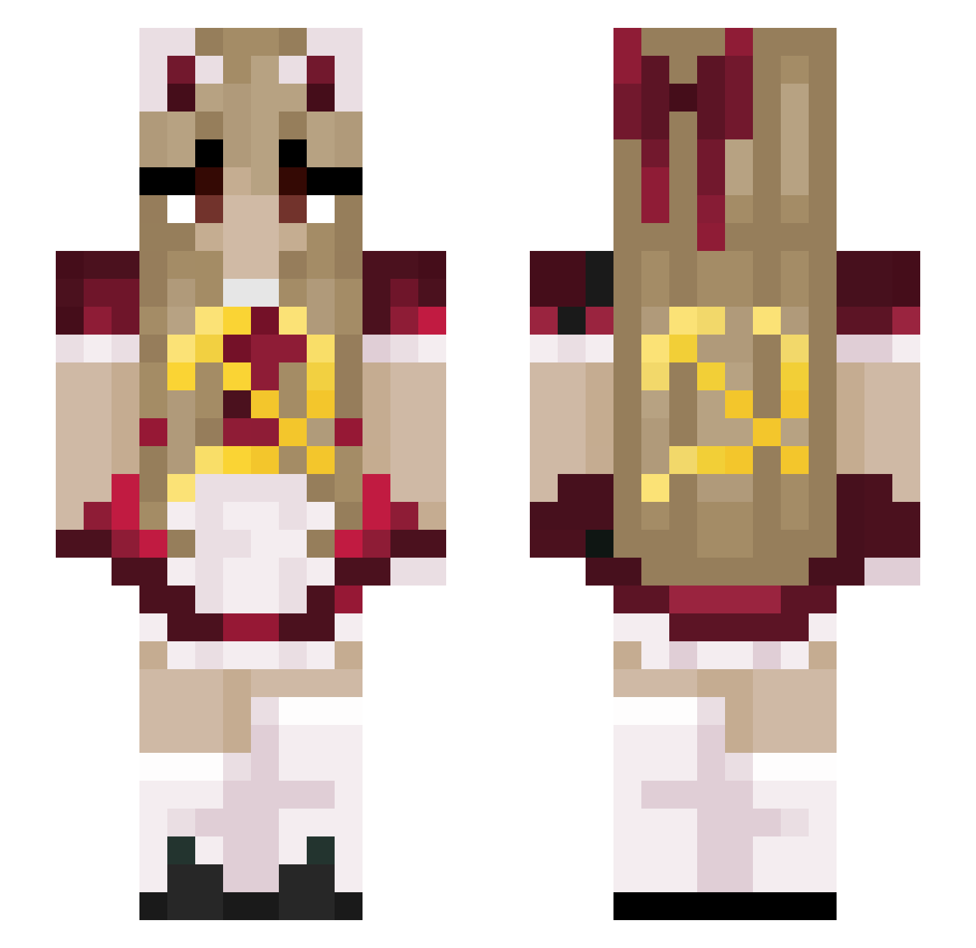 squinks Minecraft skin, front and back view