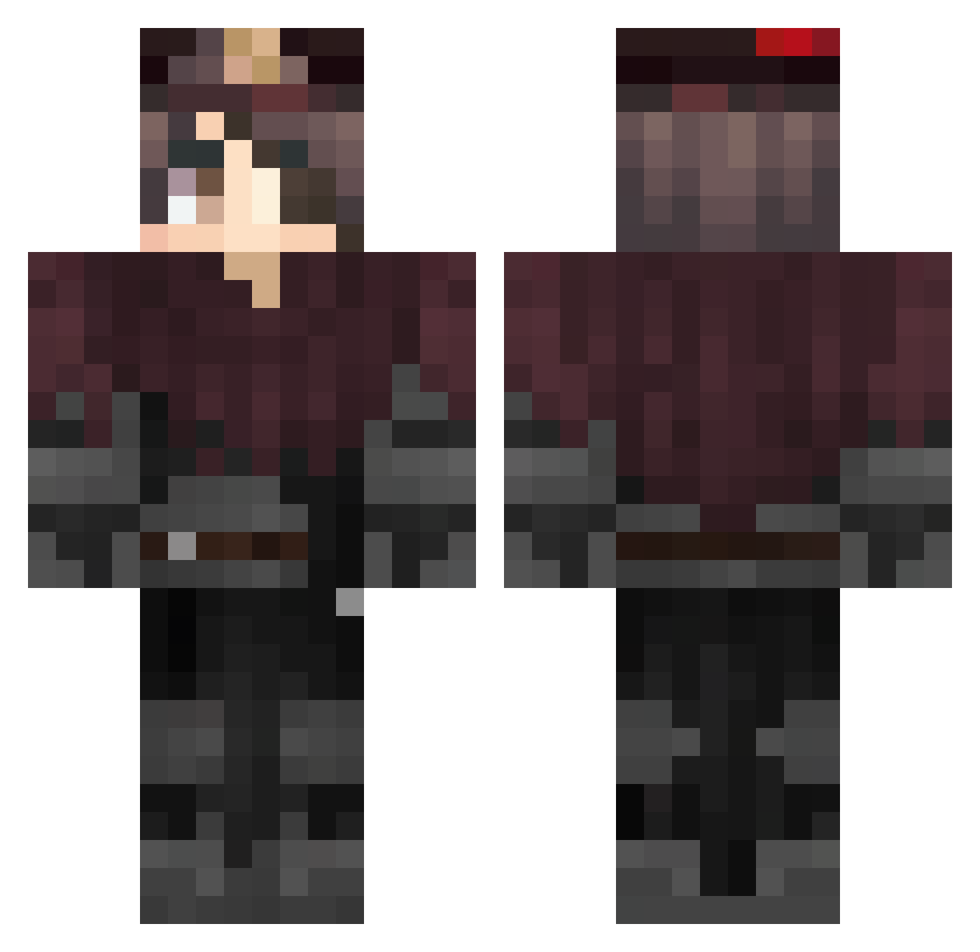 Shinky1 Minecraft skin, front and back view