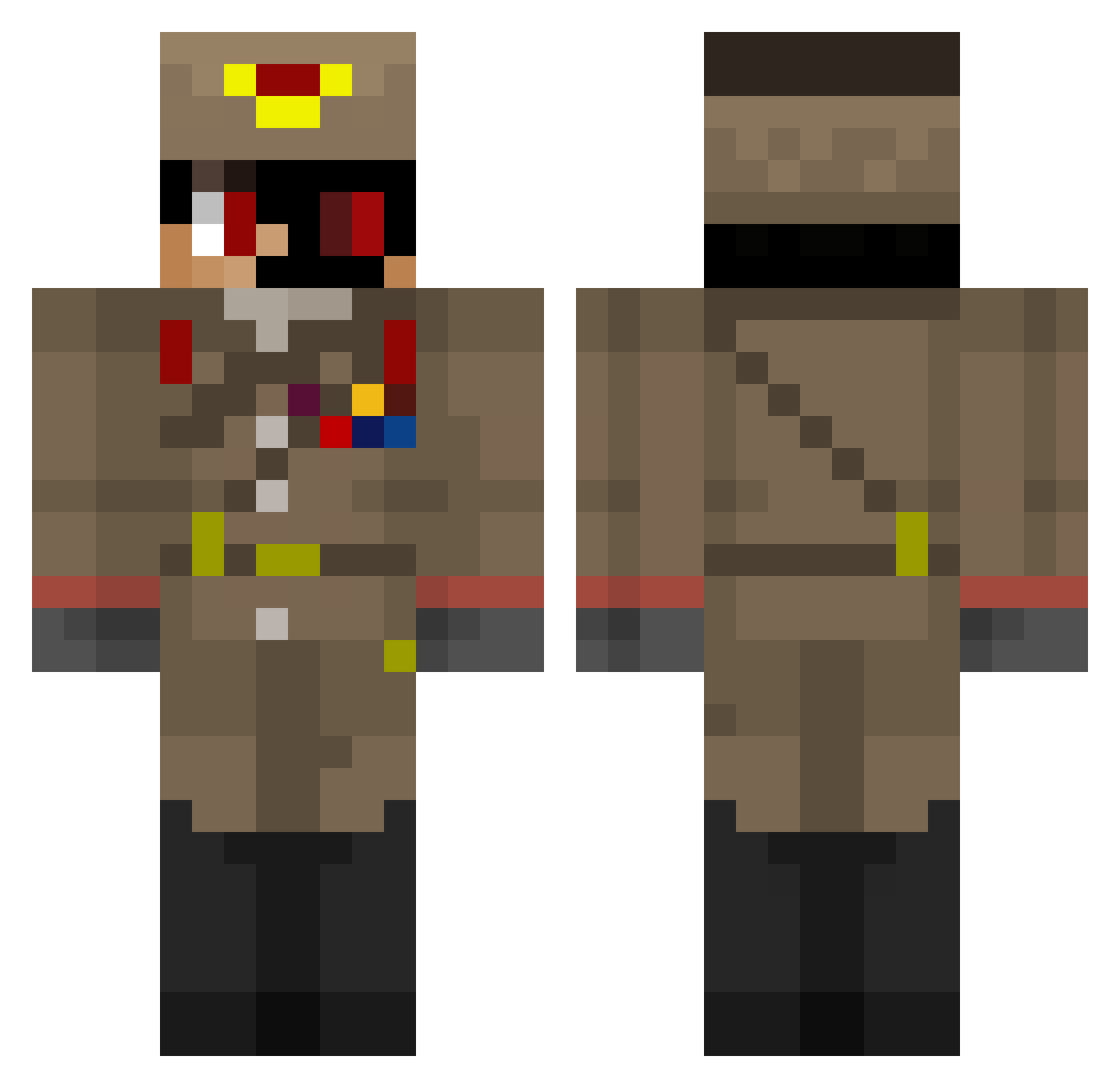 Fr8stb1te Minecraft skin, front and back view