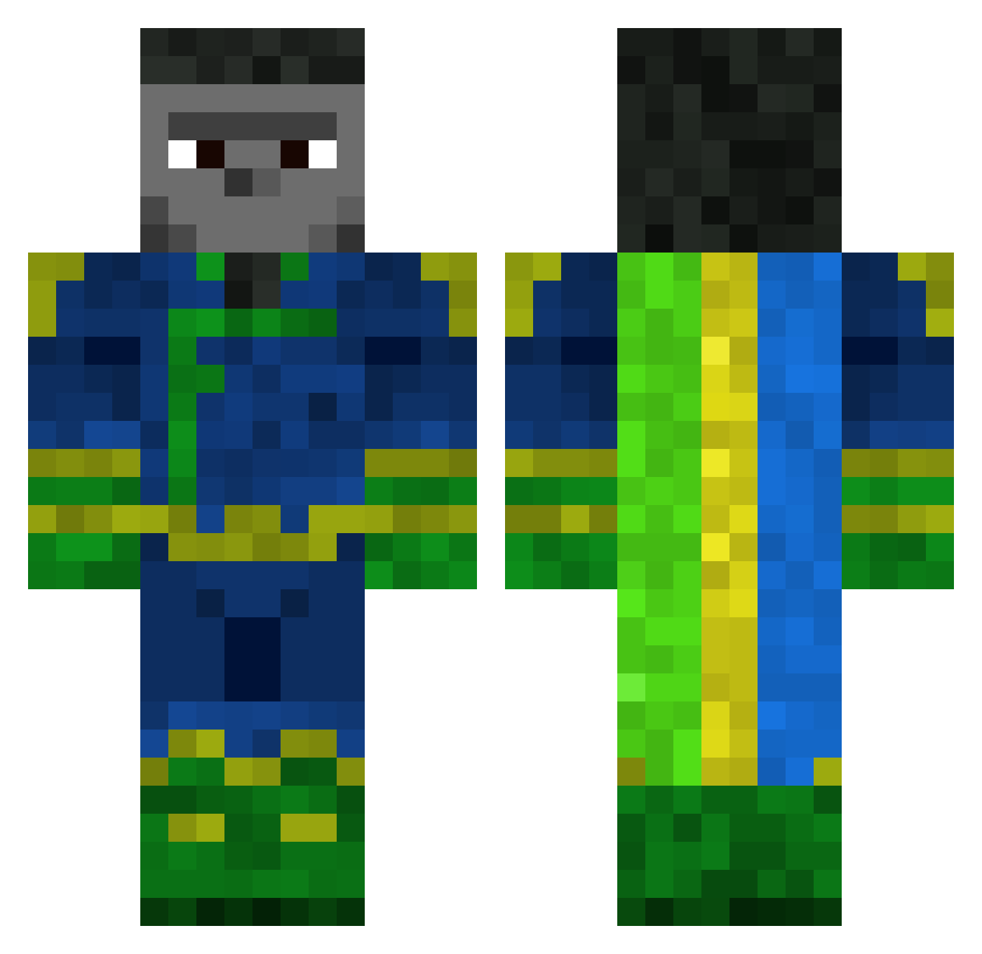HexeyTheKingpin Minecraft skin, front and back view