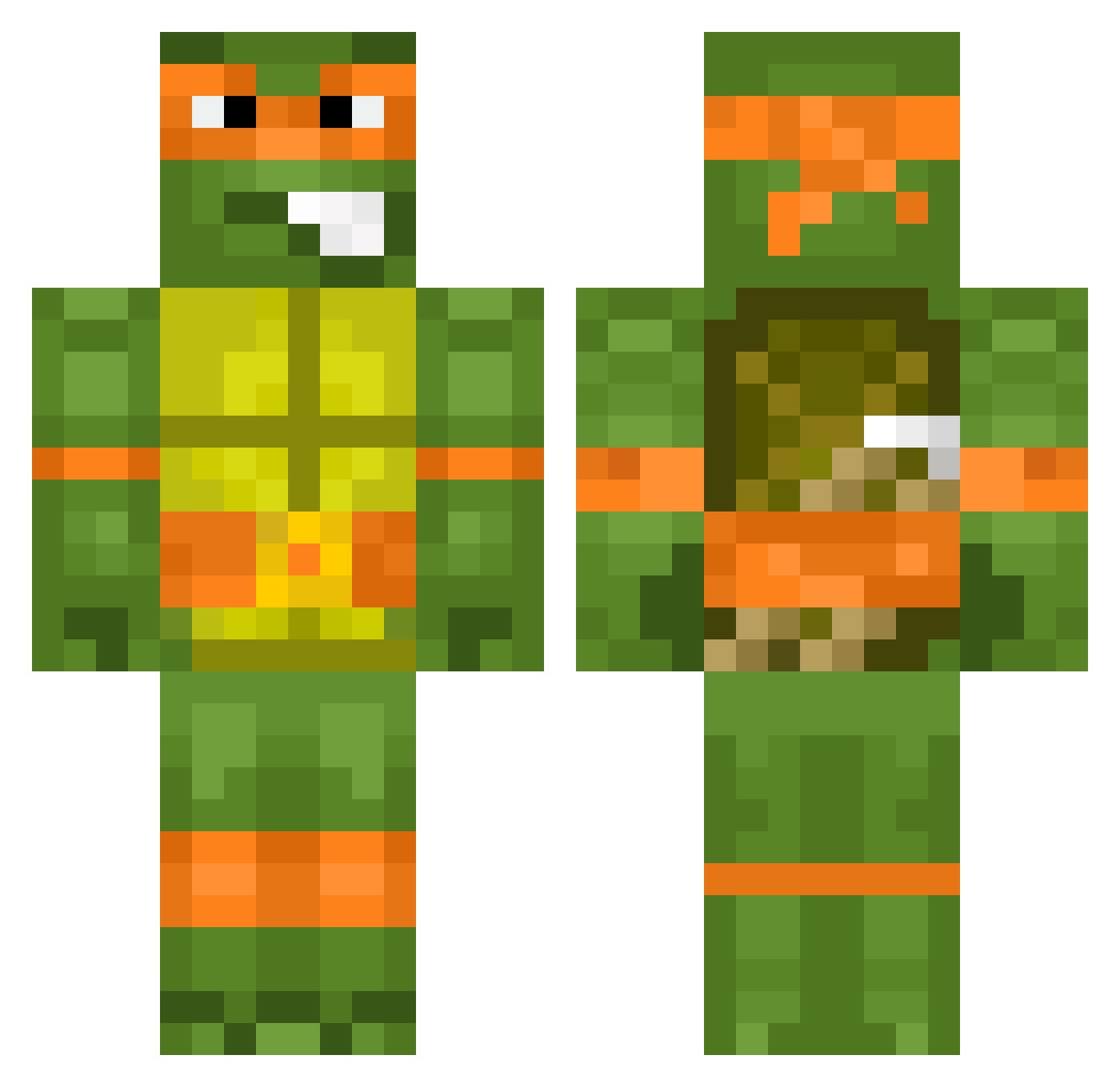Corallite Minecraft skin, front and back view