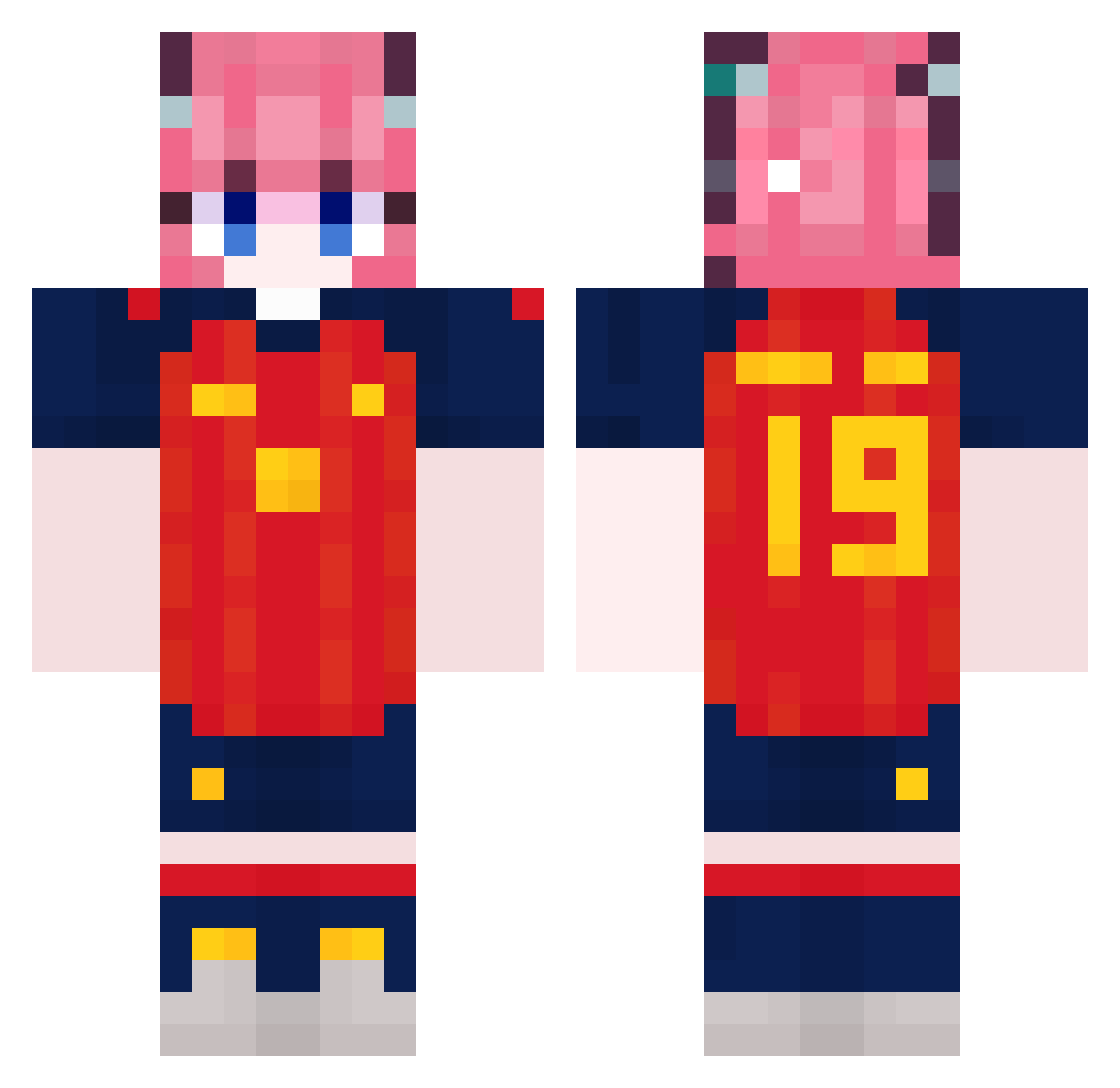 KiraaYagami Minecraft skin, front and back view