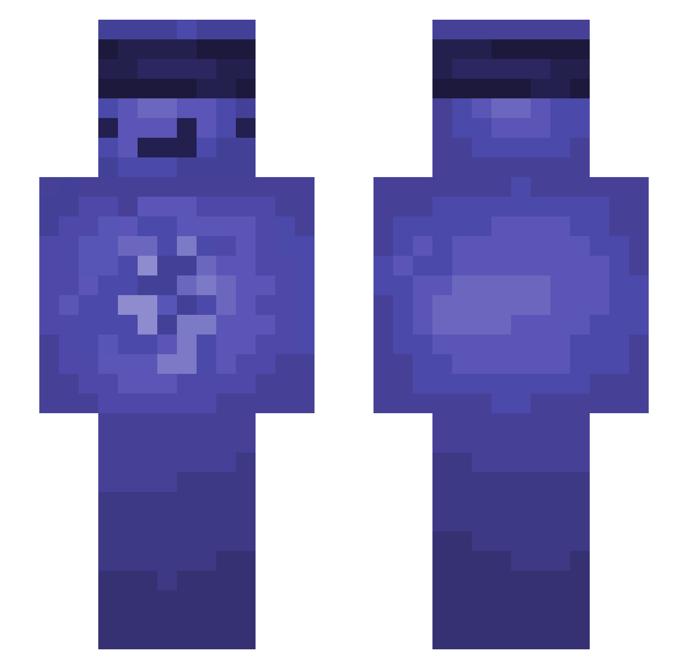 Reified Minecraft skin, front and back view
