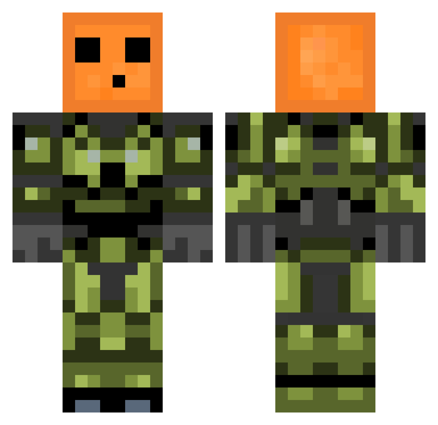 Zeolitic Minecraft skin, front and back view