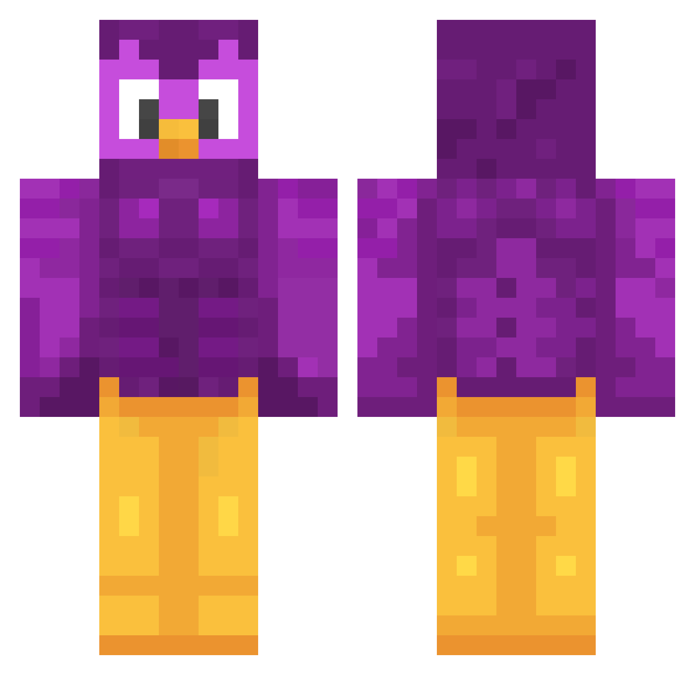 xAatsu Minecraft skin, front and back view