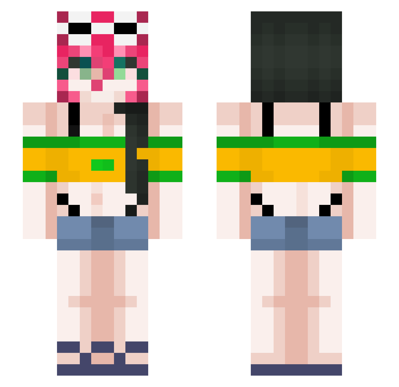 Dimatins Minecraft skin, front and back view