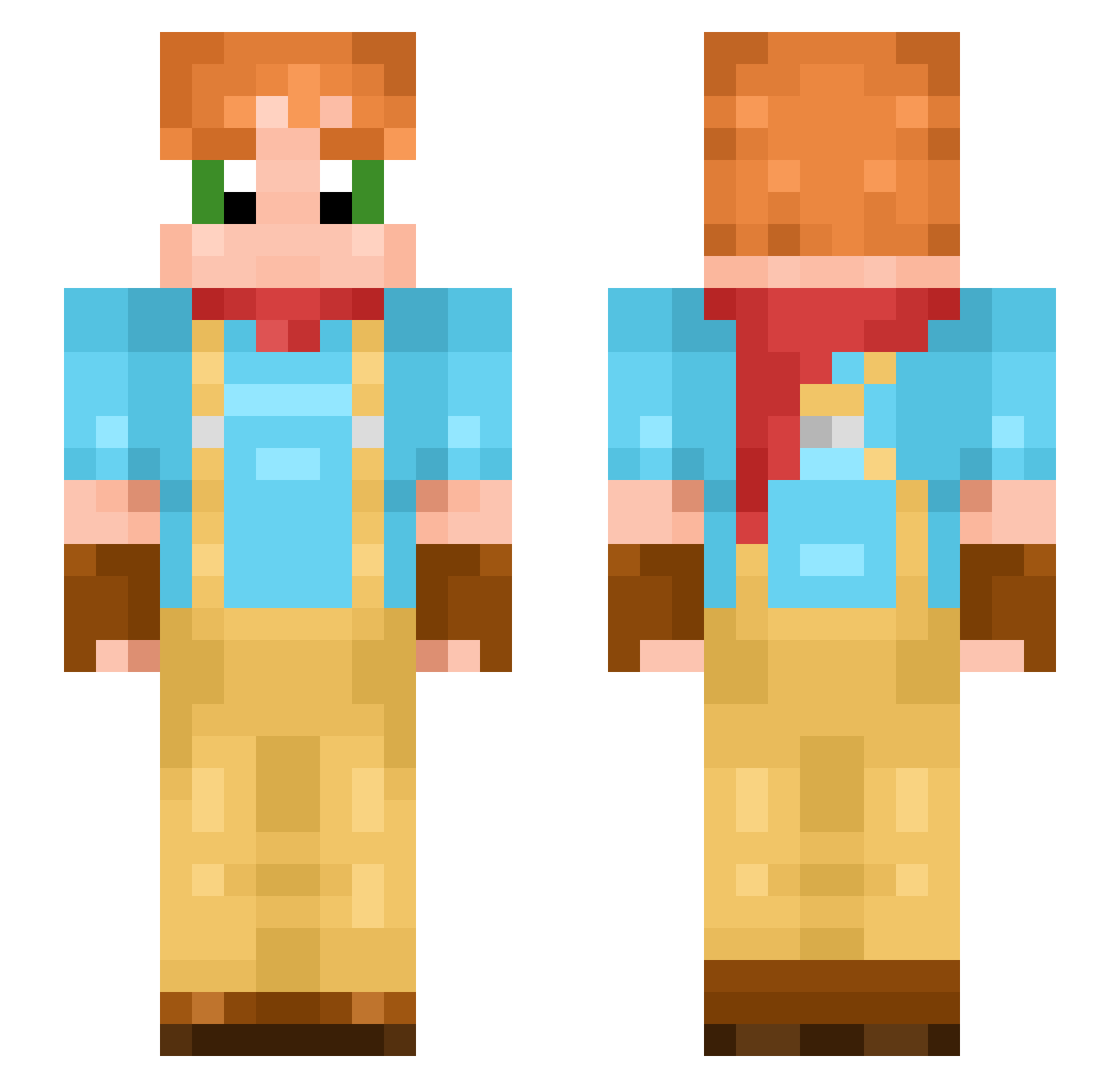 Applesuckle Minecraft skin, front and back view