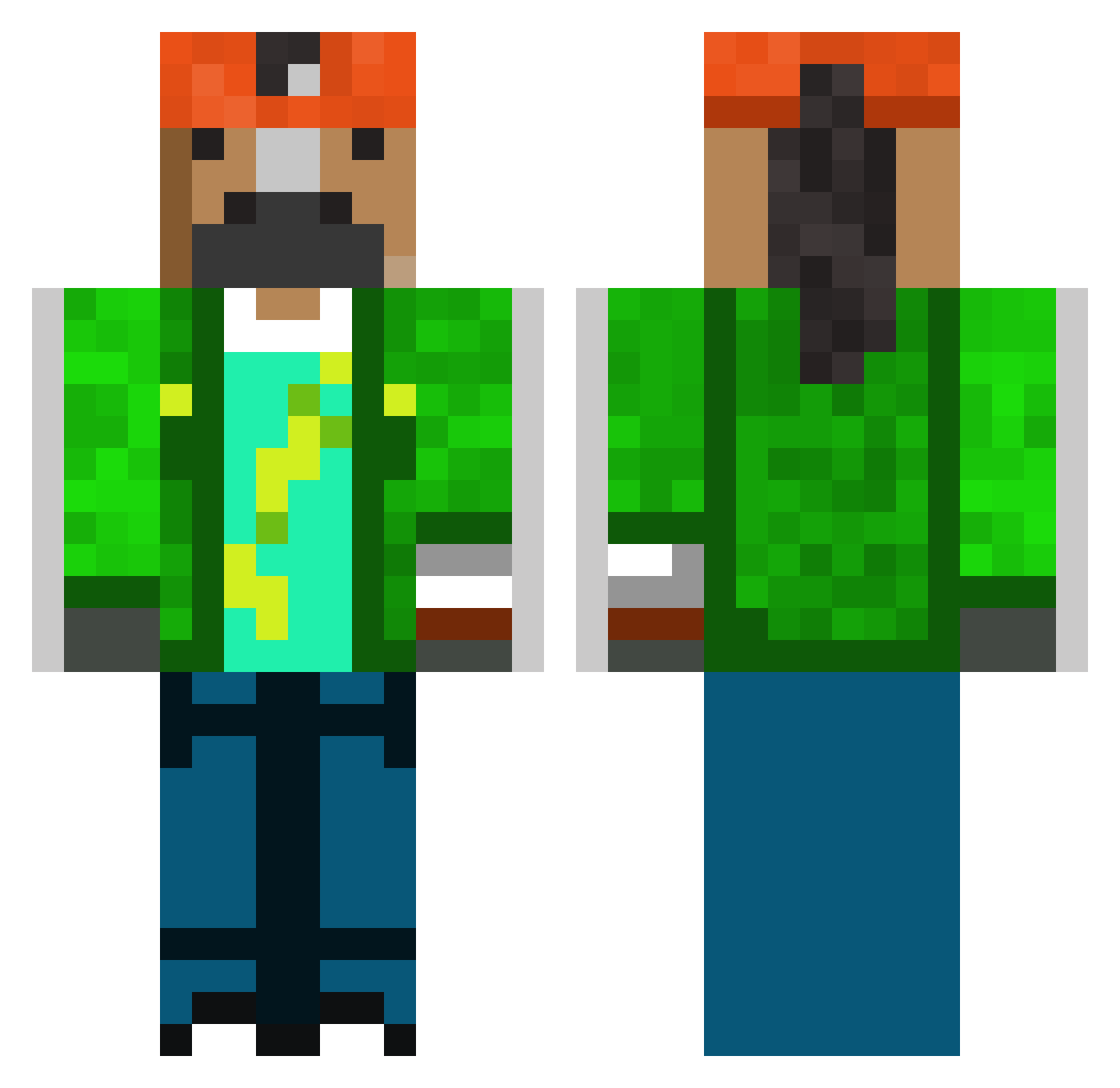 HorsePower1 Minecraft skin, front and back view