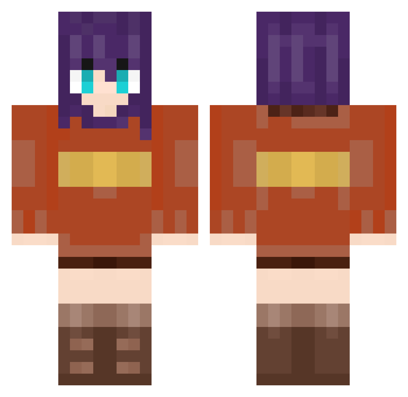 BlindingNebula Minecraft skin, front and back view