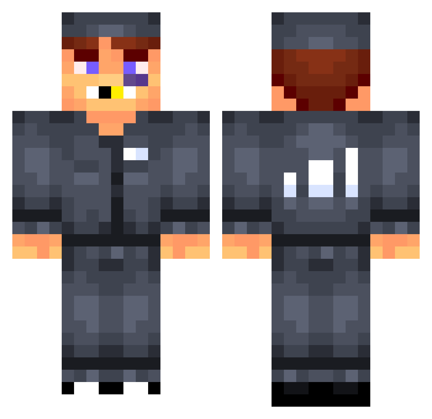 Cykoezgroszi Minecraft skin, front and back view