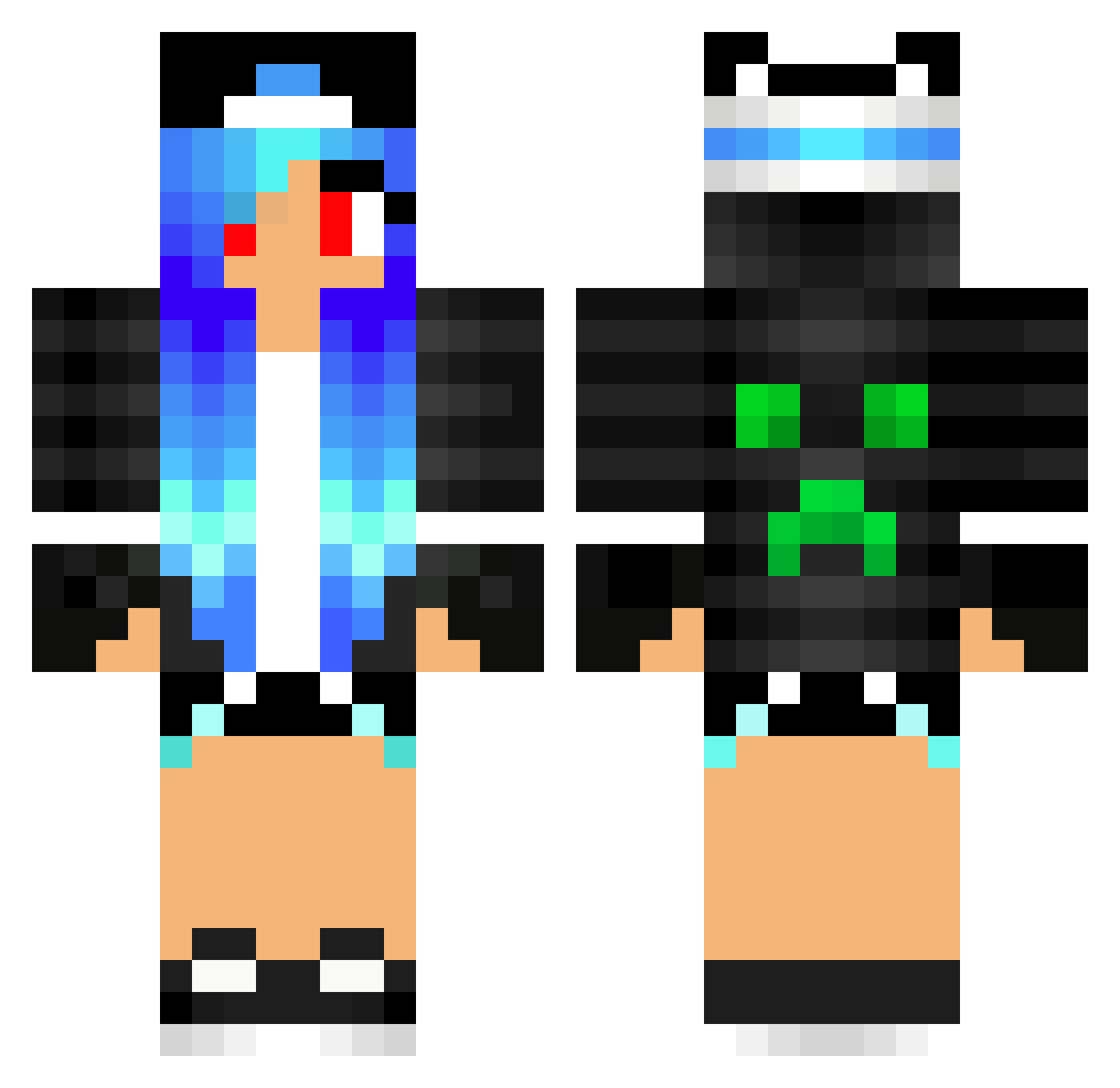 Ala6765 Minecraft skin, front and back view