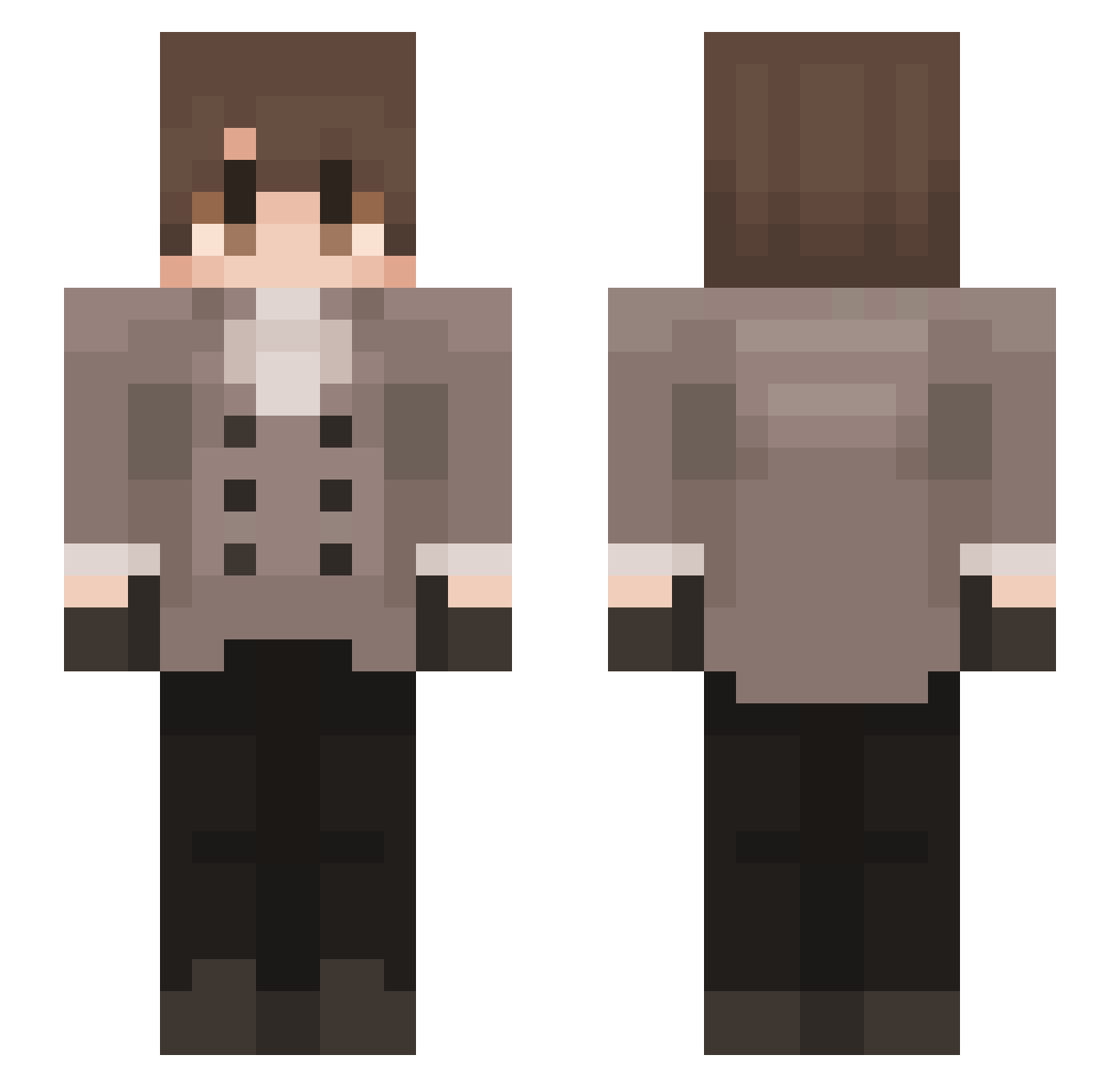 YunoGTV Minecraft skin, front and back view