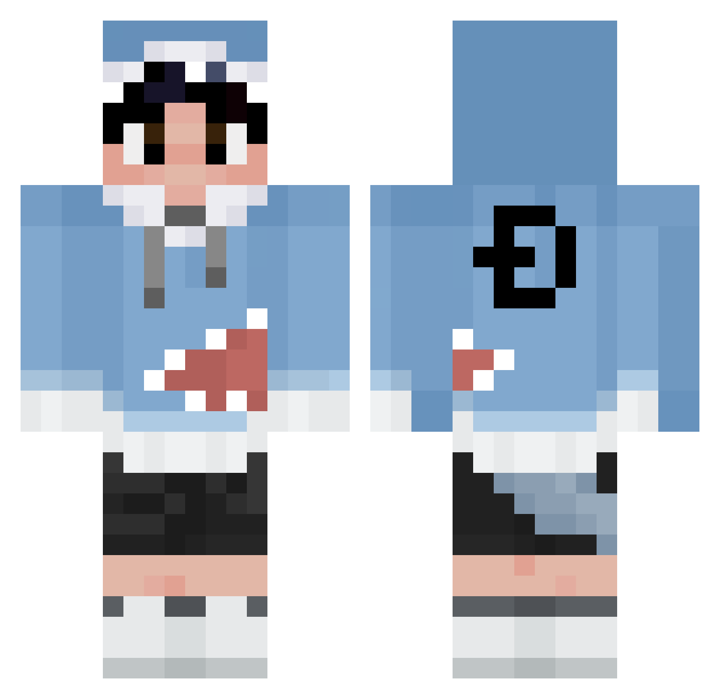 Tduccc Minecraft skin, front and back view