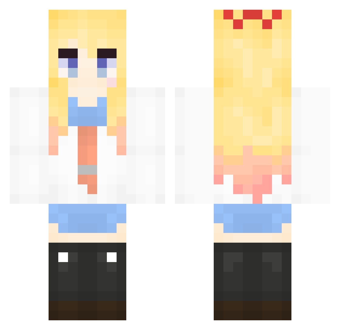 seasides Minecraft skin, front and back view