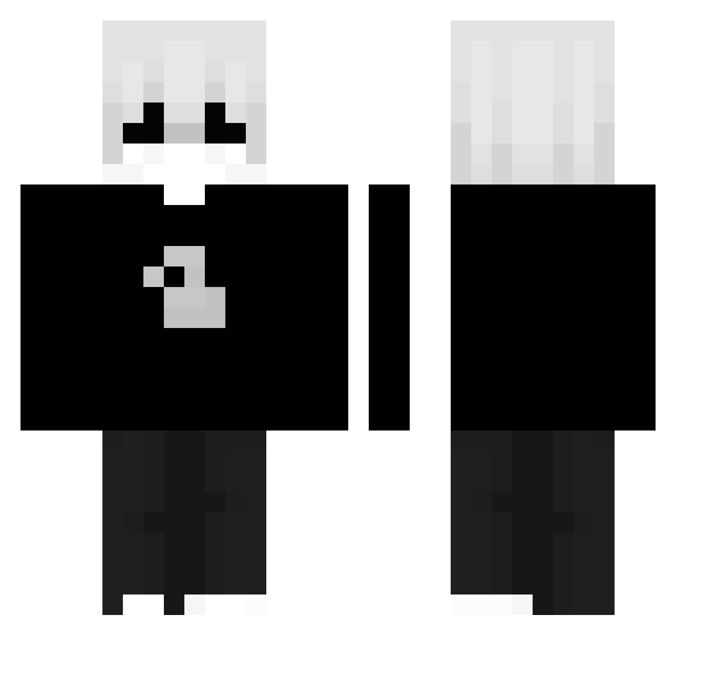 XE3V Minecraft skin, front and back view