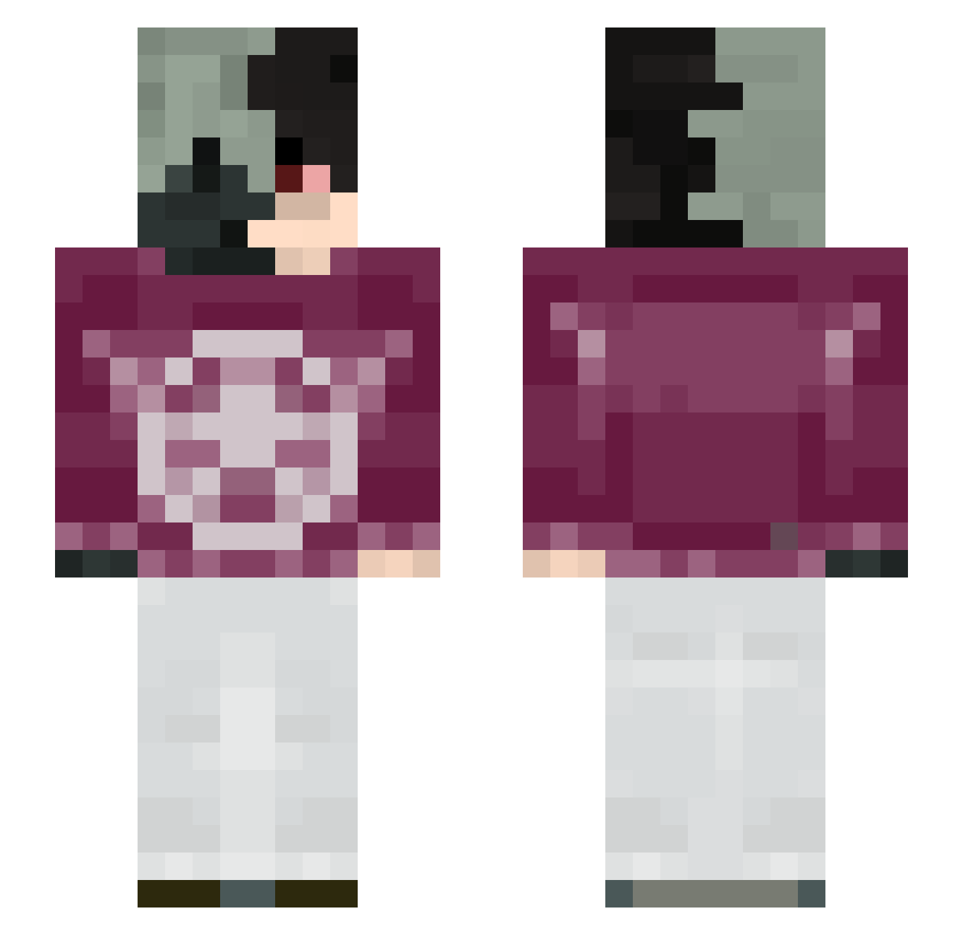 bezdarn0stb Minecraft skin, front and back view