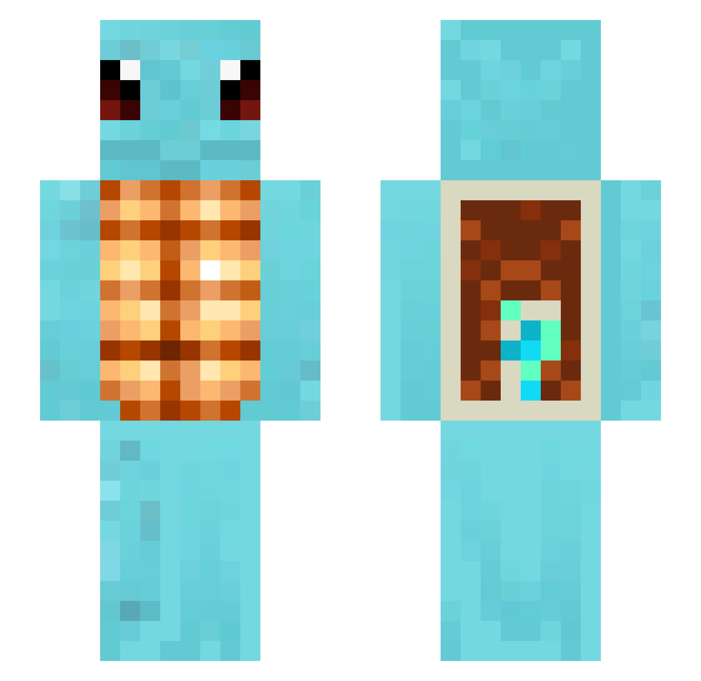 axkyuh Minecraft skin, front and back view