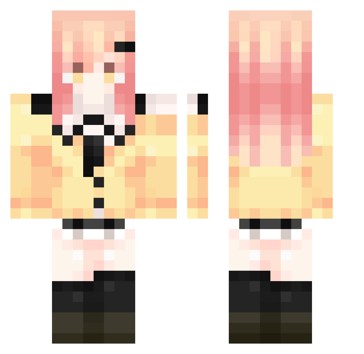 xHasekawa_Misaki Minecraft skin, front and back view