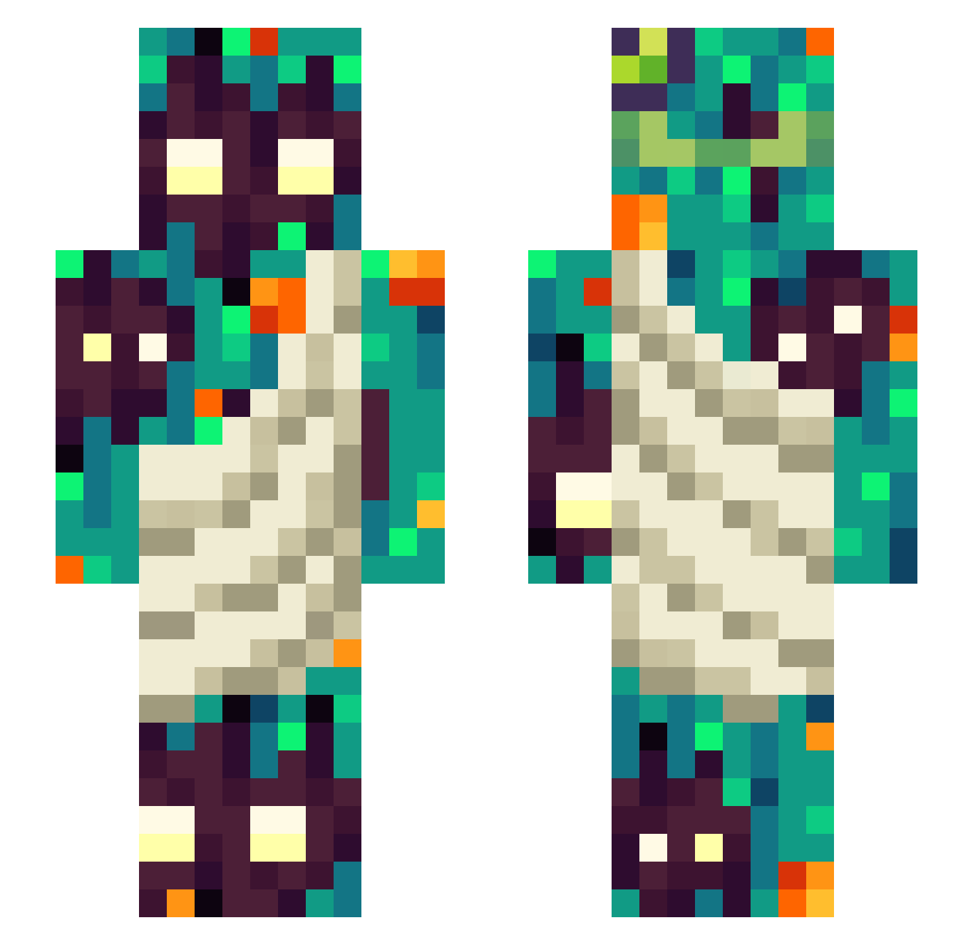 angluuz Minecraft skin, front and back view