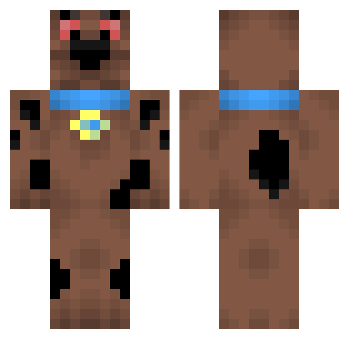 mystic33110 Minecraft skin, front and back view