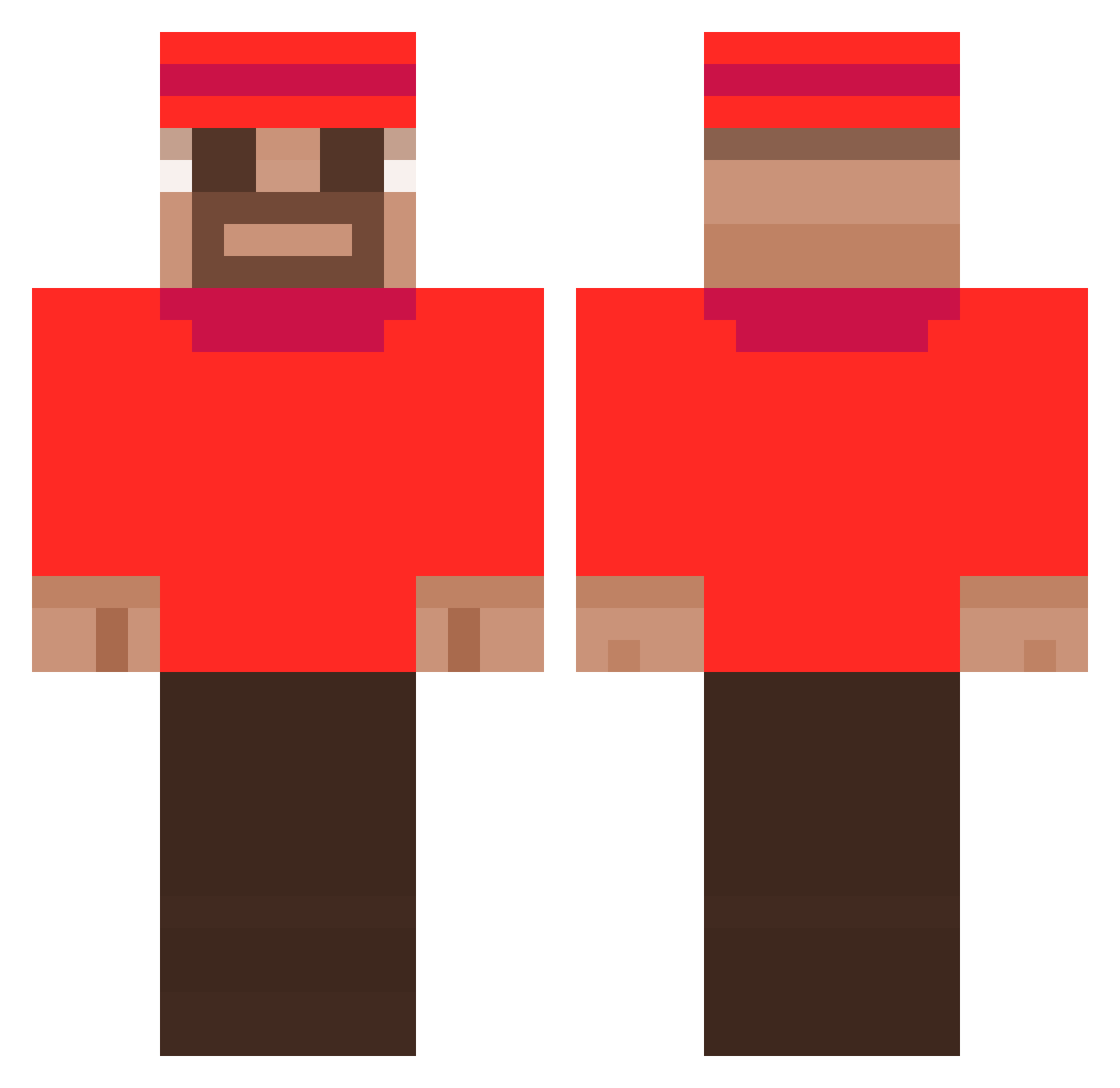 Rujw Minecraft skin, front and back view