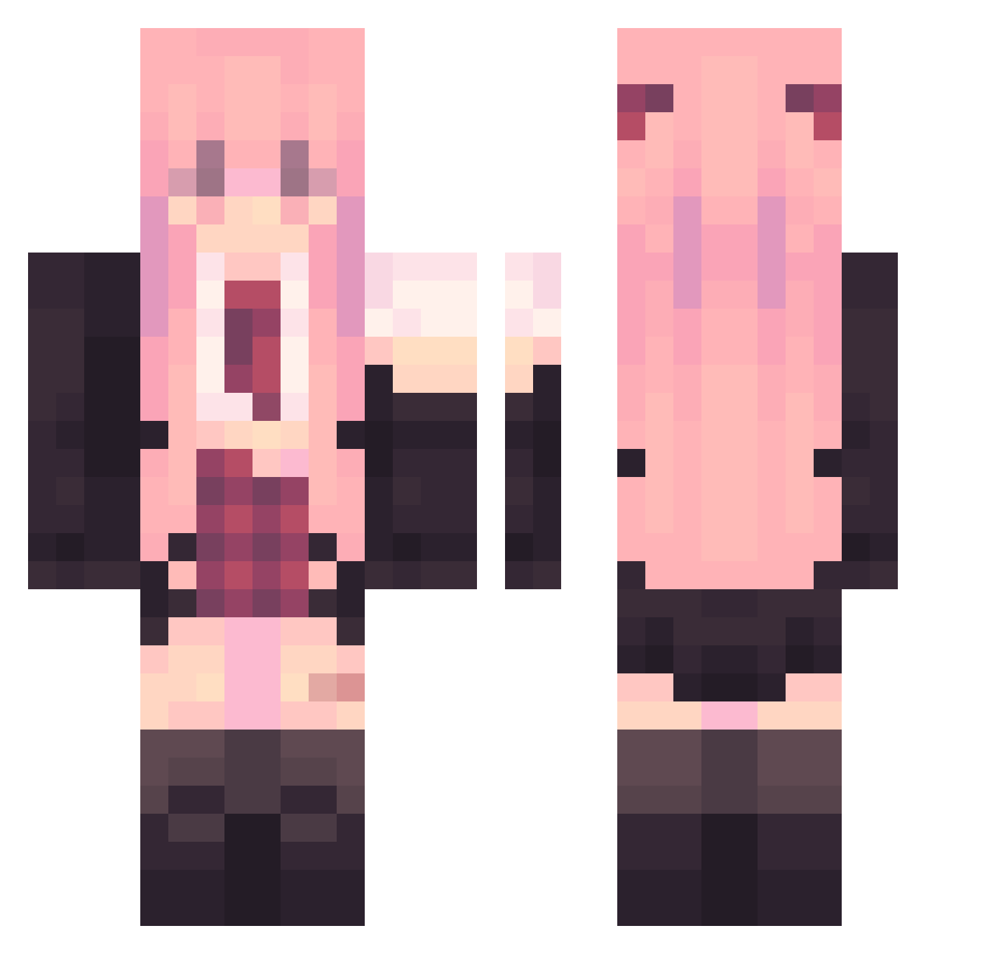 MjollDuNord Minecraft skin, front and back view